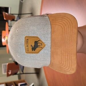 Glacier Stitched Leather Patch Trucker Mesh Snapback Cap Hat